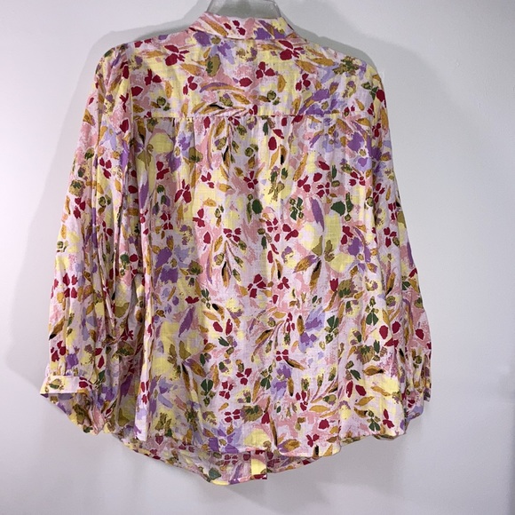 LC Lauren Conrad button down floral print top XXL - Picture 15 of 17